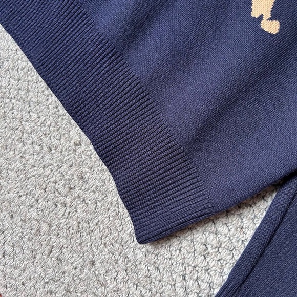 Burberry Navy Blue Crew Neck Knit Sweater with Equestrian Logo - Picture 7 of 8